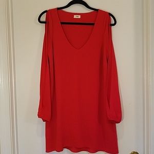 Tobi Long Sleeve Red Shift Dress